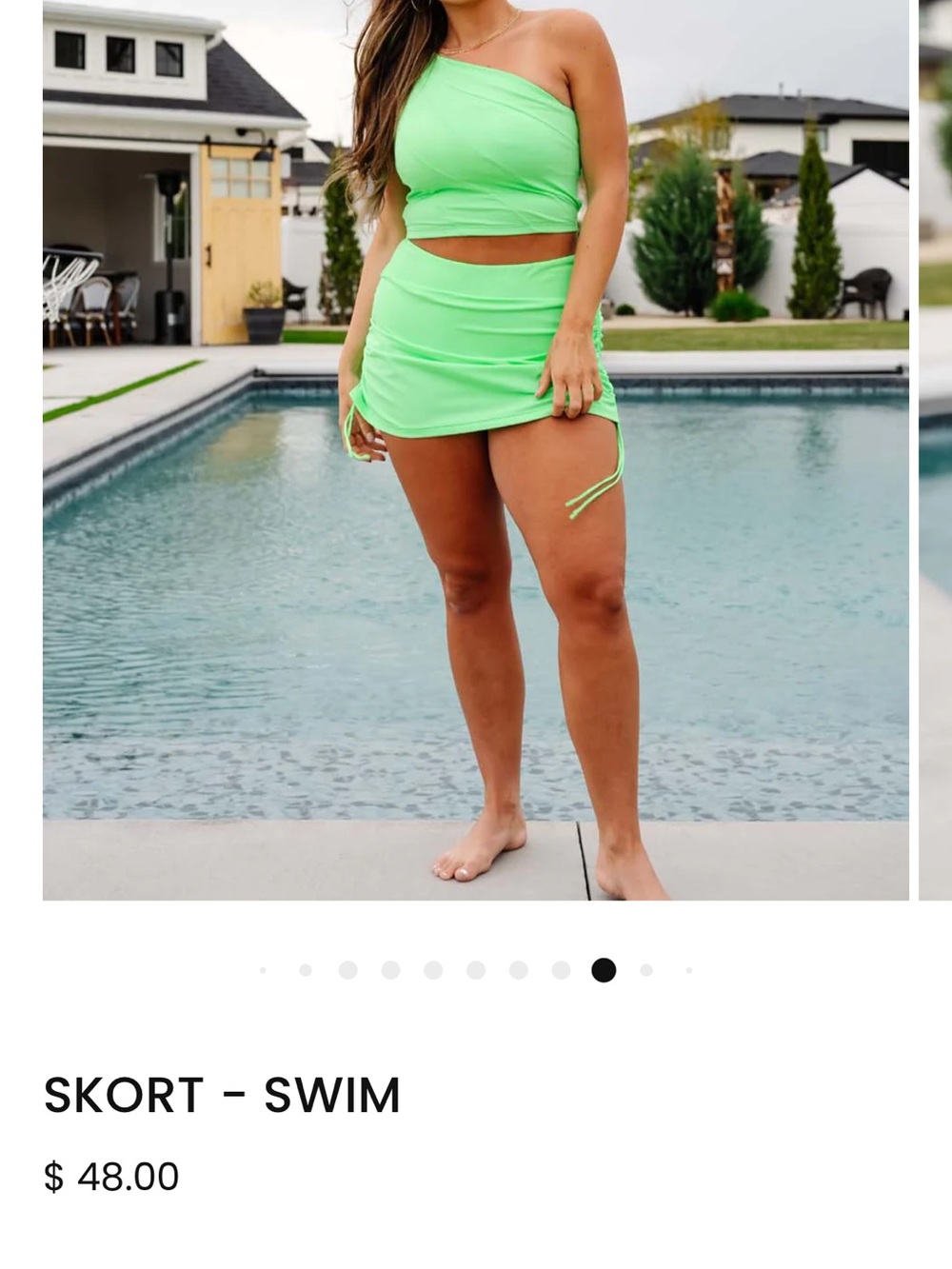 KIAVA Neon Green One-Shoulder Swim Skort Set